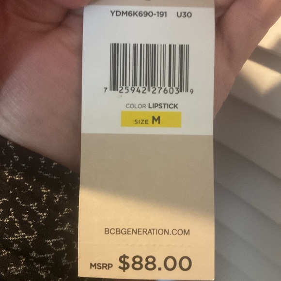 NWT BCBG pink one shoulder dress with pleating details. - Picture 7 of 8